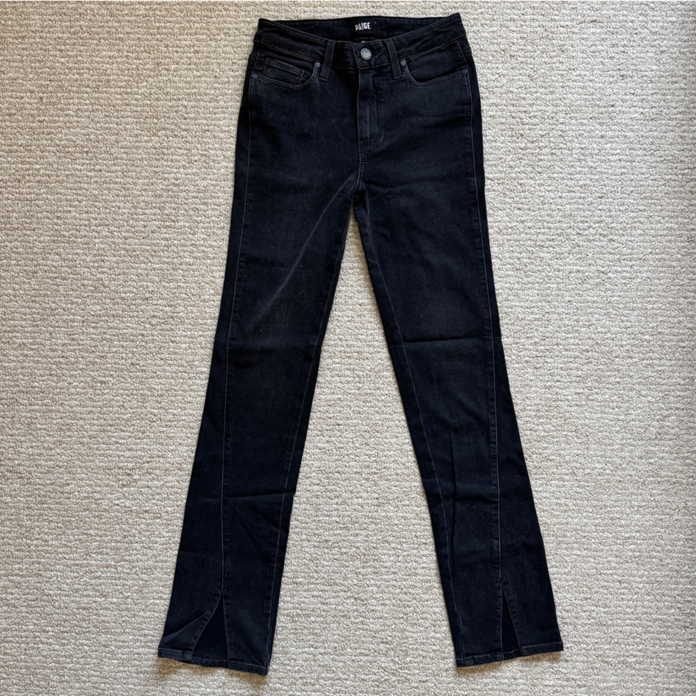 PAIGE Black Women's Black Jeans with split hem detail